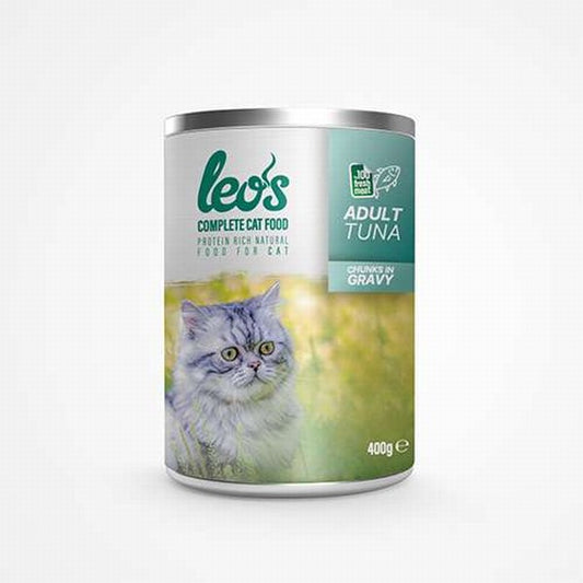 Leos Ton Balıklı Parça Etli Soslu Yetişkin Kedi Konservesi 12 Adet 400 Gr