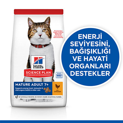 Hill’s SCIENCE PLAN Mature Adult 7+ Tavuklu Yaşlı Kedi Maması 1,5 Kg