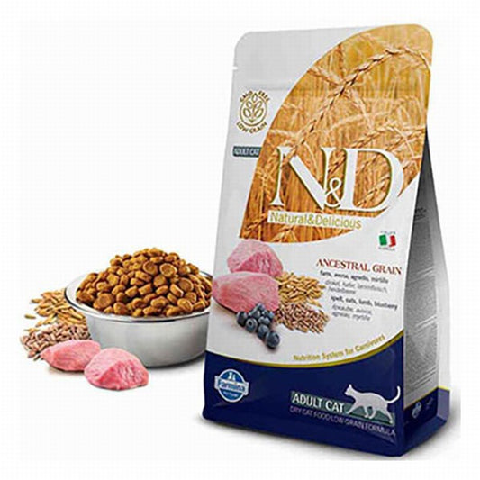N&D Ancestral Grain Kuzulu Yaban Mersinli Düşük Tahıllı Yetişkin Kedi Maması 1,5 Kg