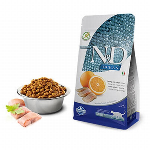 N&D Ocean Ringa Balıklı Portakallı Tahılsız Yetişkin Kedi Maması 5 Kg