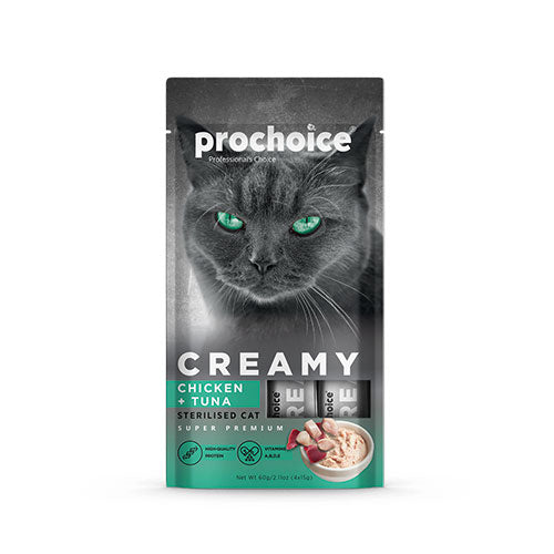 Pro Choice Creamy Tavuklu ve Ton Balıklı Sıvı Kedi Ödül Maması 4x15 Gr