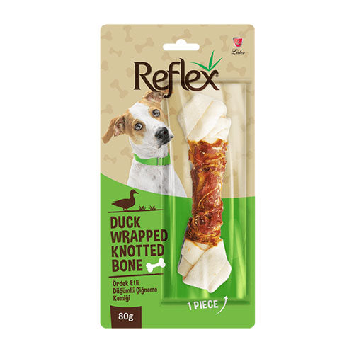 Reflex Ördek Eti Sargılı Düğümlü Köpek Çiğneme Kemiği 80 Gr