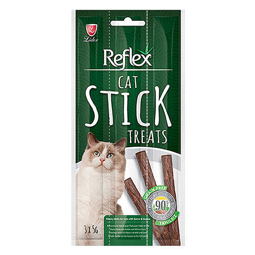 Reflex Stick Av Hayvanlı ve Kaz Etli Tahılsız Kedi Ödül Çubuğu 3x5 Gr