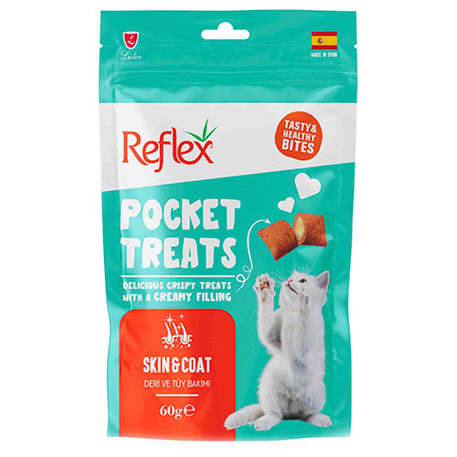 Reflex Pocket Treats Deri ve Tüy Bakımı Yetişkin Kedi Ödül Maması 60 Gr