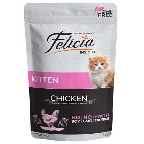 Felicia Pouch Jelly Tavuklu ve Taurinli Tahılsız Yavru Kedi Konservesi 6 Adet 85 Gr