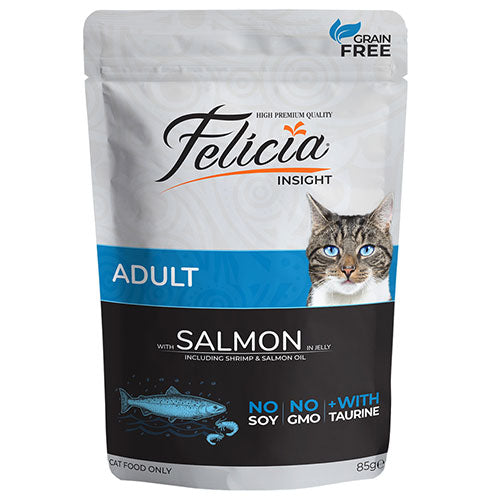 Felicia Jelly Somonlu ve Taurinli Pouch Tahılsız Yetişkin Kedi Konservesi 85 Gr