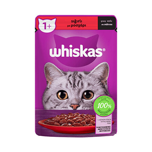 Whiskas Pouch Sos İçinde Sığır Etli Yetişkin Kedi Konservesi 6 Adet 85 Gr