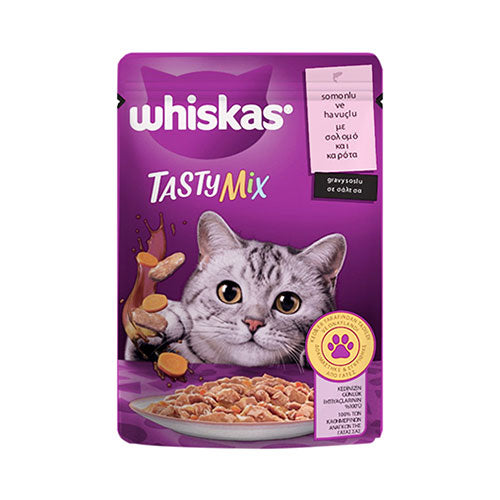 Whiskas Pouch Tastymix Sos İçinde Somonlu ve Havuçlu Yetişkin Kedi Konservesi 85 Gr