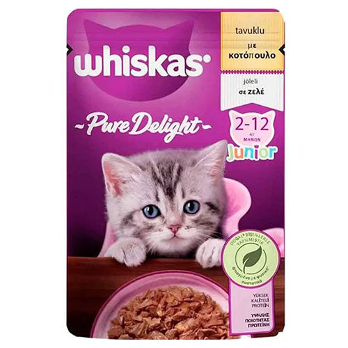 Whiskas Pouch Pure Delight Jöle İçinde Tavuklu Yavru Kedi Konservesi 85 Gr