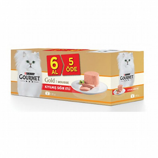Gourmet Gold Kıyılmış Sığır Etli Yetişkin Kedi Konservesi 6 Al 5 Öde