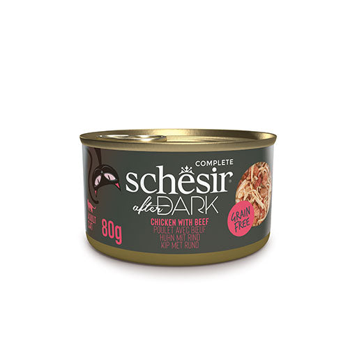 Schesir After Dark Sos İçinde Tavuk Etli ve Sığır Etli Tahılsız Yetişkin Kedi Konservesi 80 Gr