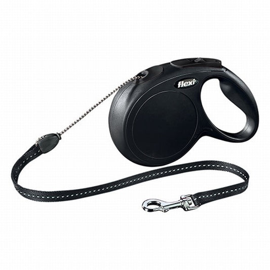 Flexi New Classic Otomatik İp Köpek Gezdirme Tasması Medium 8 Mt Siyah