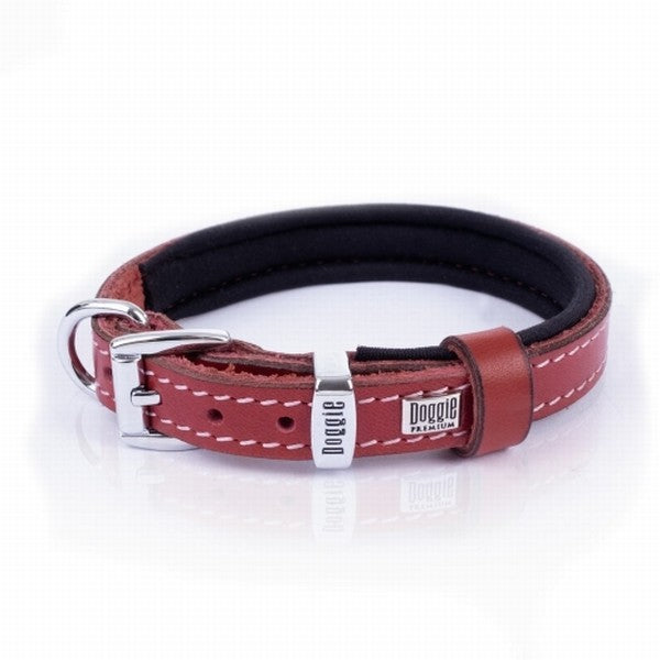 Doggie Konfor Deri Köpek Boyun Tasması Kırmızı 1,5x20 25 Cm