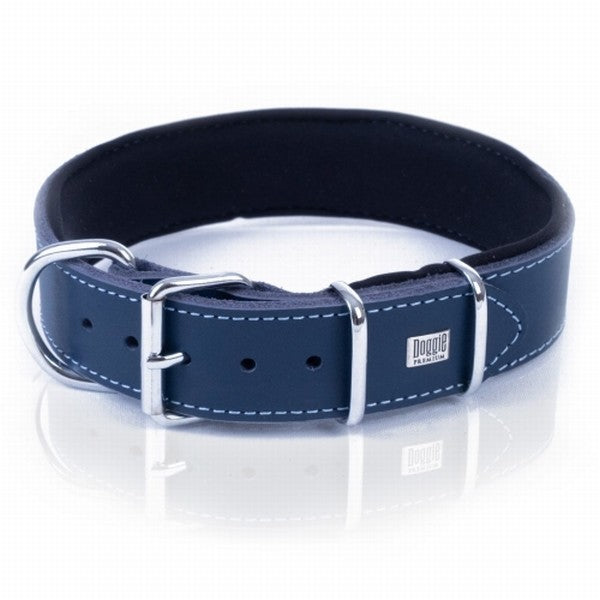 Doggie Çift Kat Deri Köpek Boyun Tasması Royalblue 4x57-65 Cm