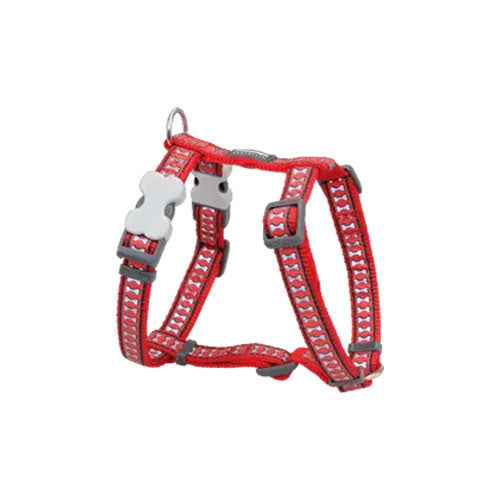 Reddingo Reflektörlü Kemik Desenli Kırmızı Köpek Göğüs Tasması Large 25 Mm
