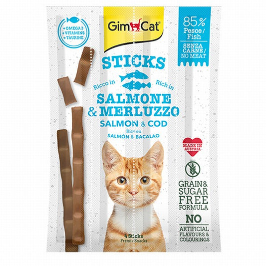 GimCat Sticks Alabalıklı ve Somonlu Kedi Ödül Çubukları 20 Gr