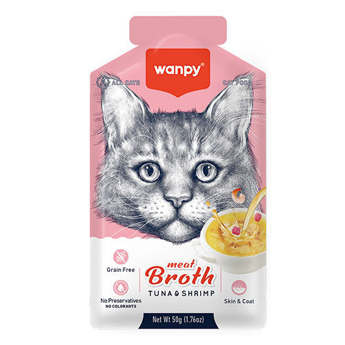 Wanpy Ton Balıklı ve Karidesli Tahılsız Kedi Çorbası 50 Gr
