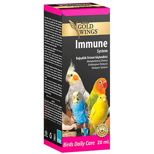 Gold Wings Premium Immune System Kuşlar için Bağışıklık Sistemi Güçlendirici Sıvı Vitamin 20 Ml