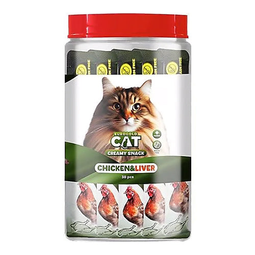 EuroGold Cat Sıvı Kedi Ödülü Tavuklu ve Ciğerli 30x15 Gr