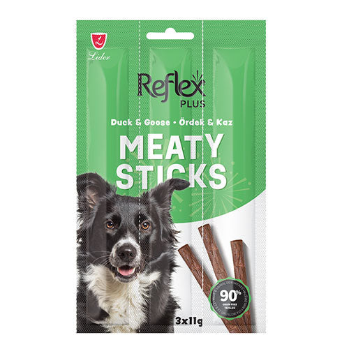 Reflex Plus Meaty Sticks Ördek ve Kaz Etli Tahılsız Köpek Ödül Çubuğu 3x11 Gr