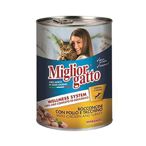 Miglior Gatto Tavuklu ve Hindili Yetişkin Kedi Konservesi 405 Gr
