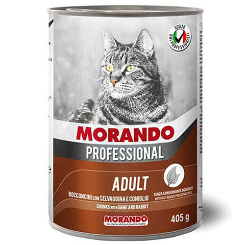 Morando Professional Av Hayvanlı ve Tavşanlı Yetişkin Kedi Konservesi 405 Gr