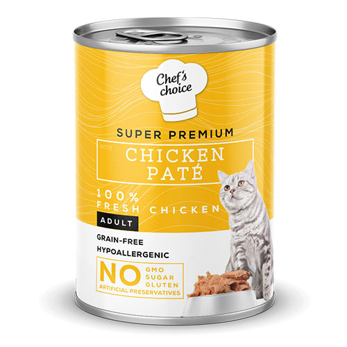 Chefs Choice Pate Chicken Tavuklu Tahılsız Ezme Yetişkin Kedi Konservesi 12 Adet 400 Gr