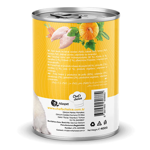 Chefs Choice Pumpkin Pate Chicken Tavuklu Balkabaklı Tahılsız Ezme Yetişkin Kedi Konservesi 400 Gr