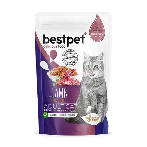 BestPet Pouch Kuzu Etli Jelly Tahılsız Yetişkin Kedi Konservesi 85 Gr