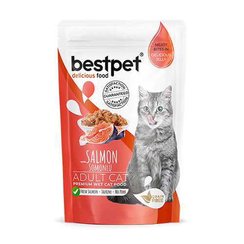 Bestpet Pouch Somonlu Jelly Tahılsız Yetişkin Kedi Konservesi 85 Gr