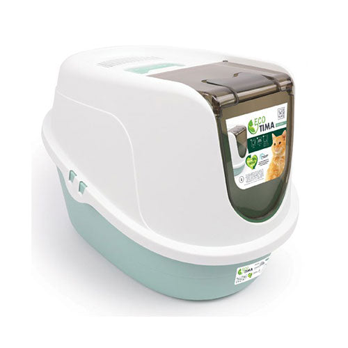 M-Pets Eco Tima Kapalı Kedi Tuvaleti Large Deniz Yeşili 60x45x42 Cm