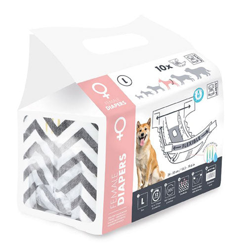 M-Pets Diapers Dişi Köpekler İçin Külot Bez Large 10 lu 32x52 Cm