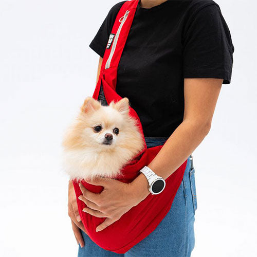 Pawstar Kırmızı Crossbody Küçük Irk Köpek Taşıma Çantası 50x15x20 Cm