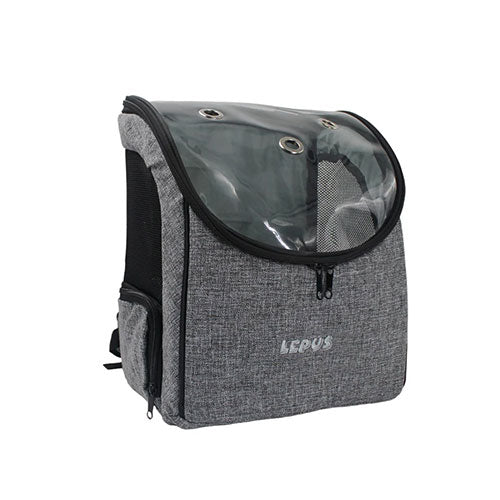 Lepus Backpack Şeffaf Kapaklı Kedi ve Köpek Taşıma Çantası Gri 30x25x40 Cm