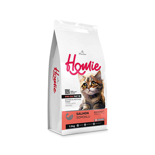 Homie Mother & Baby Anne ve Bebek Kediler İçin Somonlu Kedi Maması 1,5 Kg