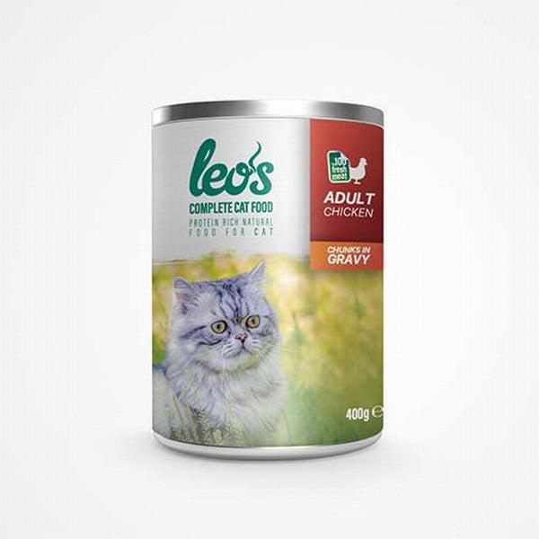 Leos Tavuk Parça Etli Soslu Yetişkin Kedi Konservesi 12 Adet 400 Gr