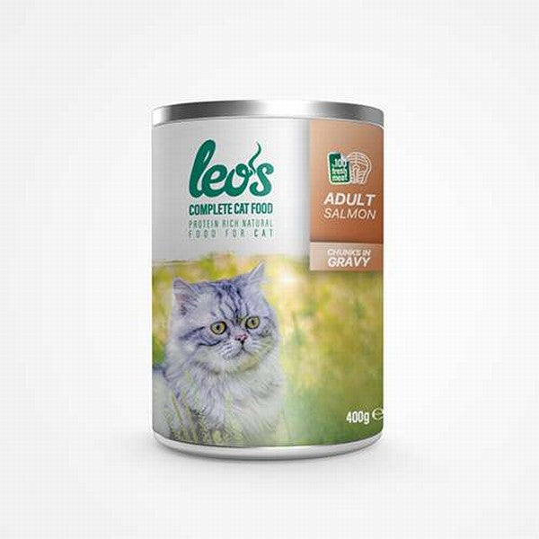 Leos Somon Parça Etli Soslu Yetişkin Kedi Konservesi 24 Adet 400 Gr