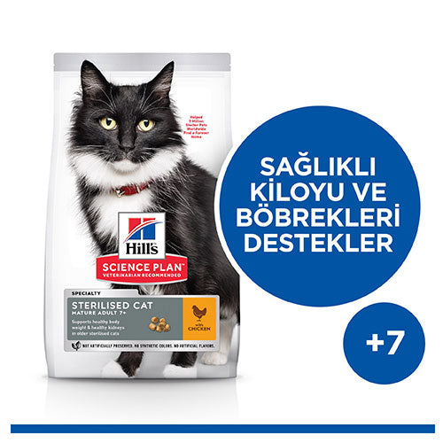 Hill’s SCIENCE PLAN 7+ Sterilised Chicken Kısırlaştırılmış Yaşlı Kedi Maması 1,5 Kg