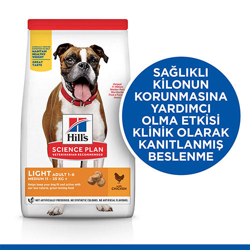 Hill’s SCIENCE PLAN Adult Light Medium Chicken Orta Irk Tavuklu Light Köpek Maması 2,5 Kg