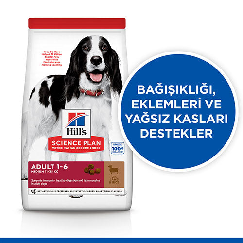 Hill’s SCIENCE PLAN Adult Medium Lamb & Rice Orta Irk Kuzulu Yetişkin Köpek Maması 2,5 Kg