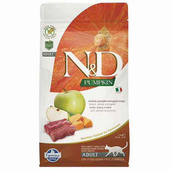 N&D Pumpkin Balkabaklı Geyikli Elmalı Tahılsız Yetişkin Kedi Maması 5 Kg