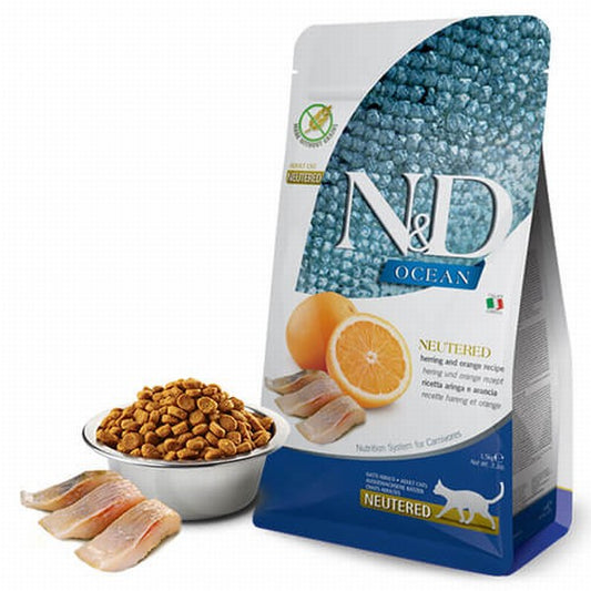 N&D Ocean Ringa Balıklı Portakallı Tahılsız Kısırlaştırılmış Kedi Maması 1,5 Kg