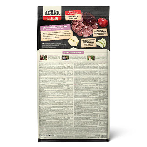 Acana Singles Grass Fed Lamb Kuzulu Elmalı Tahılsız Köpek Maması Tüm Irk ve Yaşam Evreleri 17 Kg