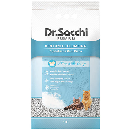 Dr.Sacchi Marsilya Sabunu Kokulu Bentonit İnce Taneli Topaklanan Kedi Kumu 2x10 Lt