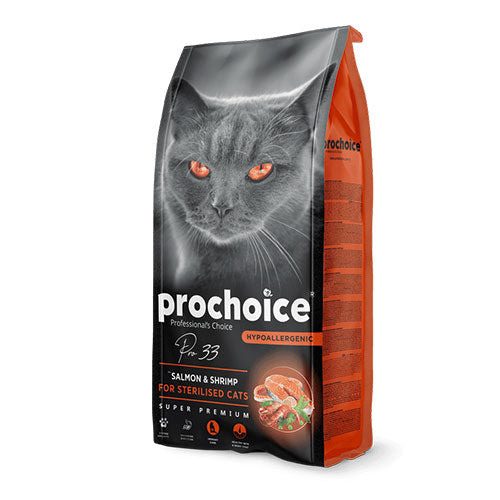 Pro Choice Pro 33 Adult Sterilised Salmonlu ve Karidesli Kısırlaştırılmış Kedi Maması 15 Kg