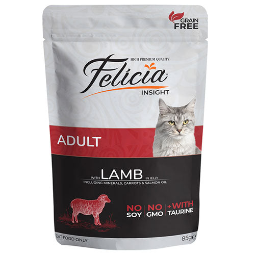 Felicia Jelly Kuzu Etli ve Taurinli Tahılsız Yetişkin Kedi Konservesi 12 Adet 85 Gr