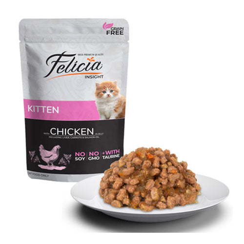 Felicia Pouch Jelly Tavuklu ve Taurinli Tahılsız Yavru Kedi Konservesi 6 Adet 85 Gr