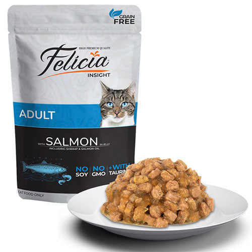 Felicia Jelly Somonlu ve Taurinli Pouch Tahılsız Yetişkin Kedi Konservesi 12 Adet 85 Gr