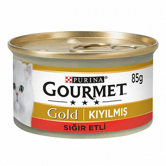 Gourmet Gold Kıyılmış Sığır Etli Yetişkin Kedi Konservesi 24 Adet 85 Gr