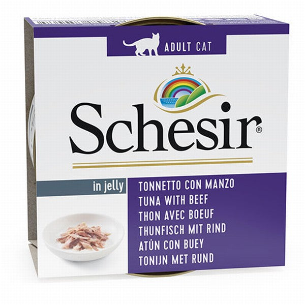 Schesir Ton Balıklı ve Sığır Etli Jelly Yetişkin Kedi Konservesi 85 Gr